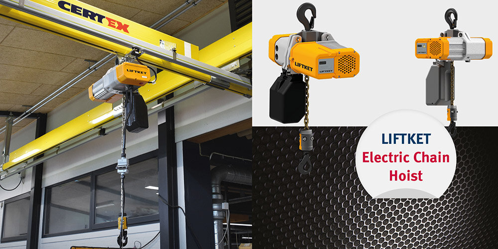 LIFTKET's 1phase Electric Chain Hoist CERTEX Denmark